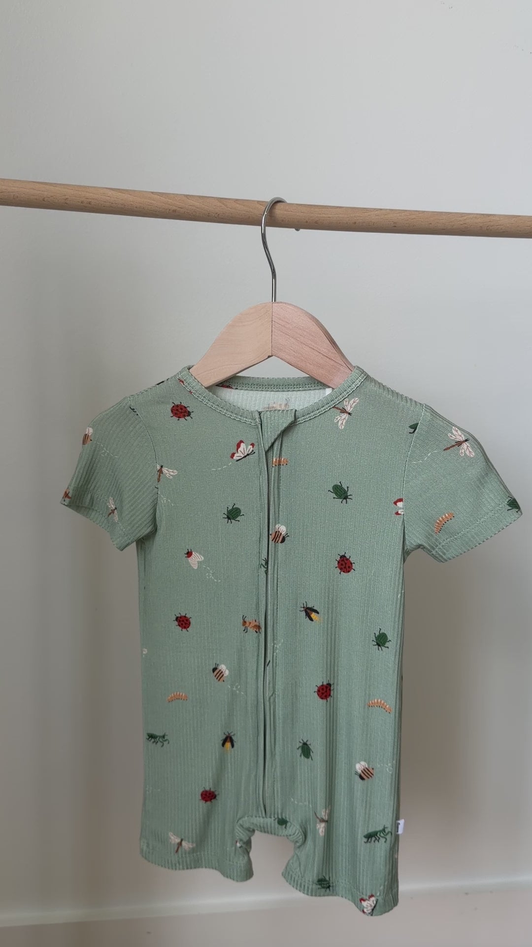 Backyard Bugs Small Ribbed Summer Zip Romper