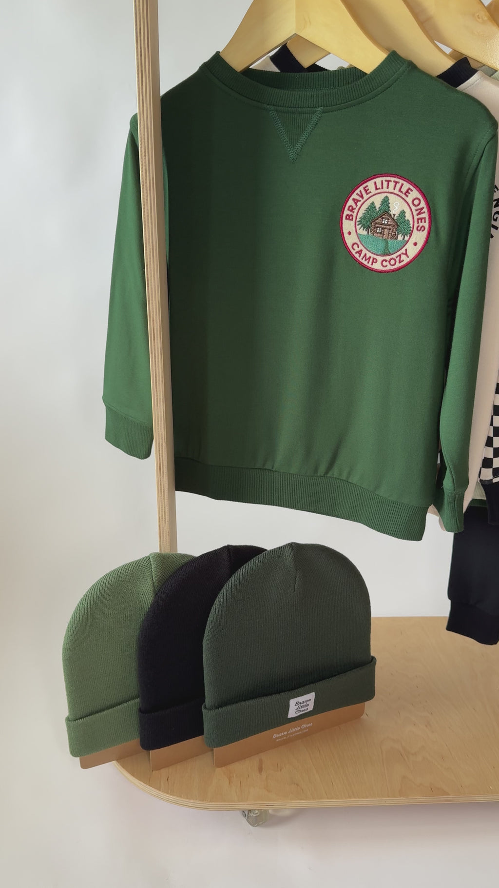 Camp Cozy Patch Forest Green Bamboo French Terry Pullover