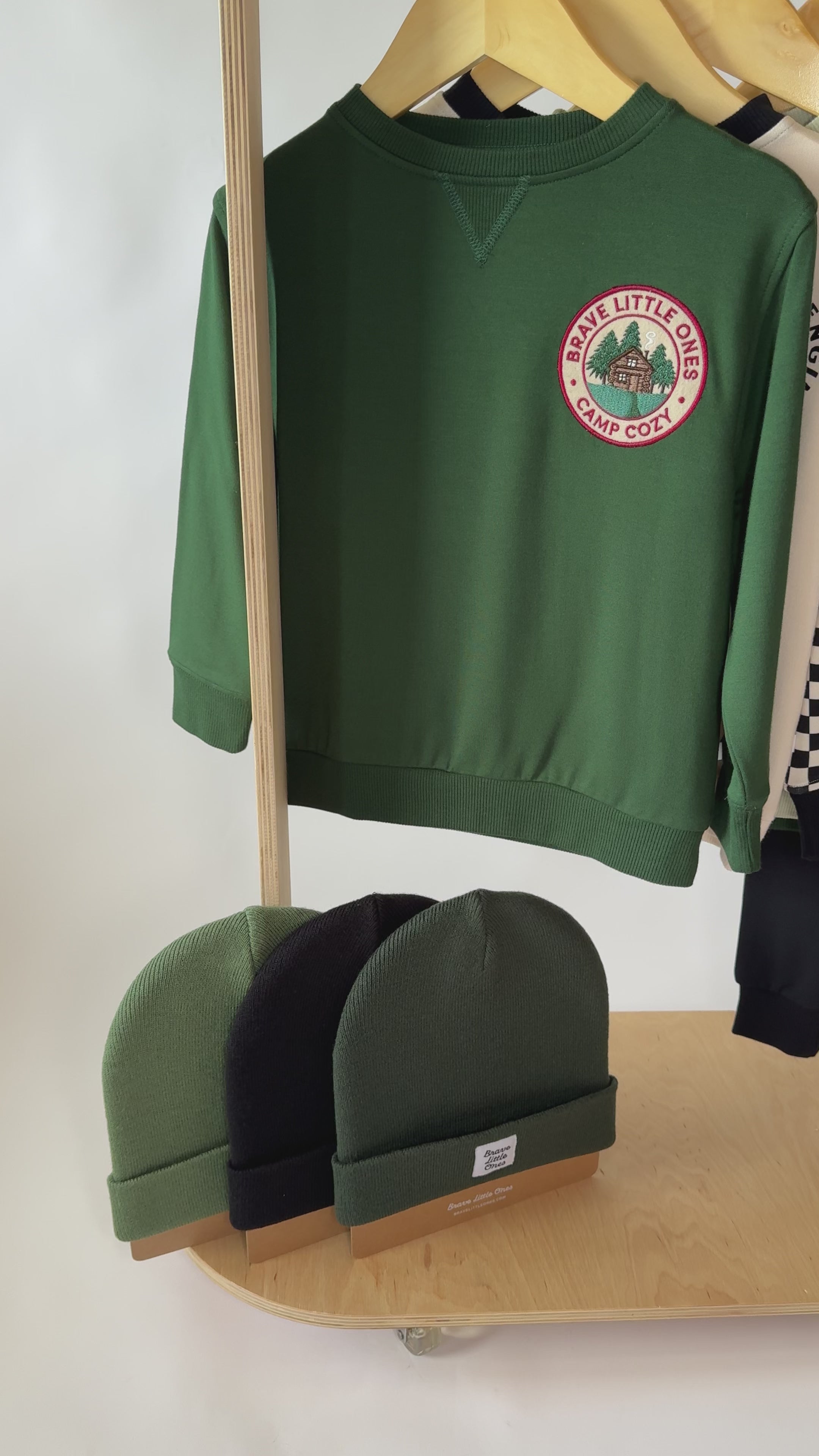 Camp Cozy Patch Forest Green Bamboo French Terry Pullover