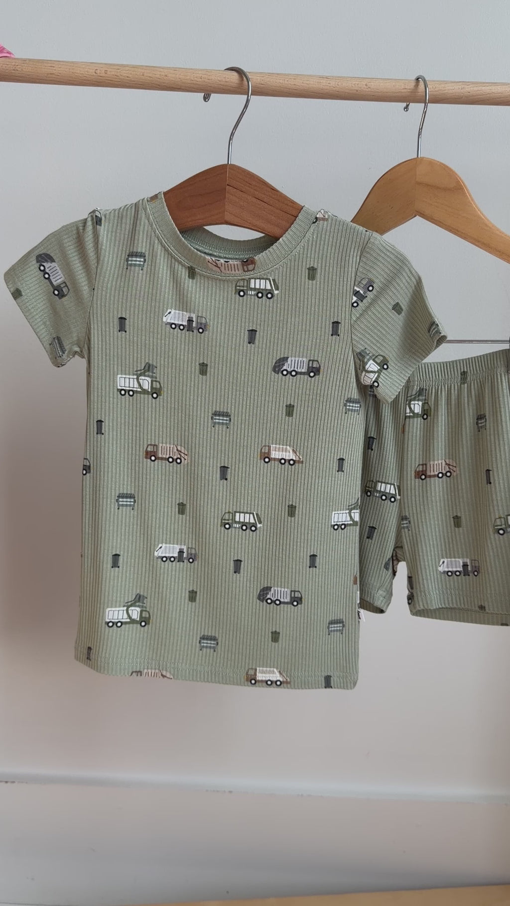 Trash Trucks Small Ribbed Shorts Two-Piece Set