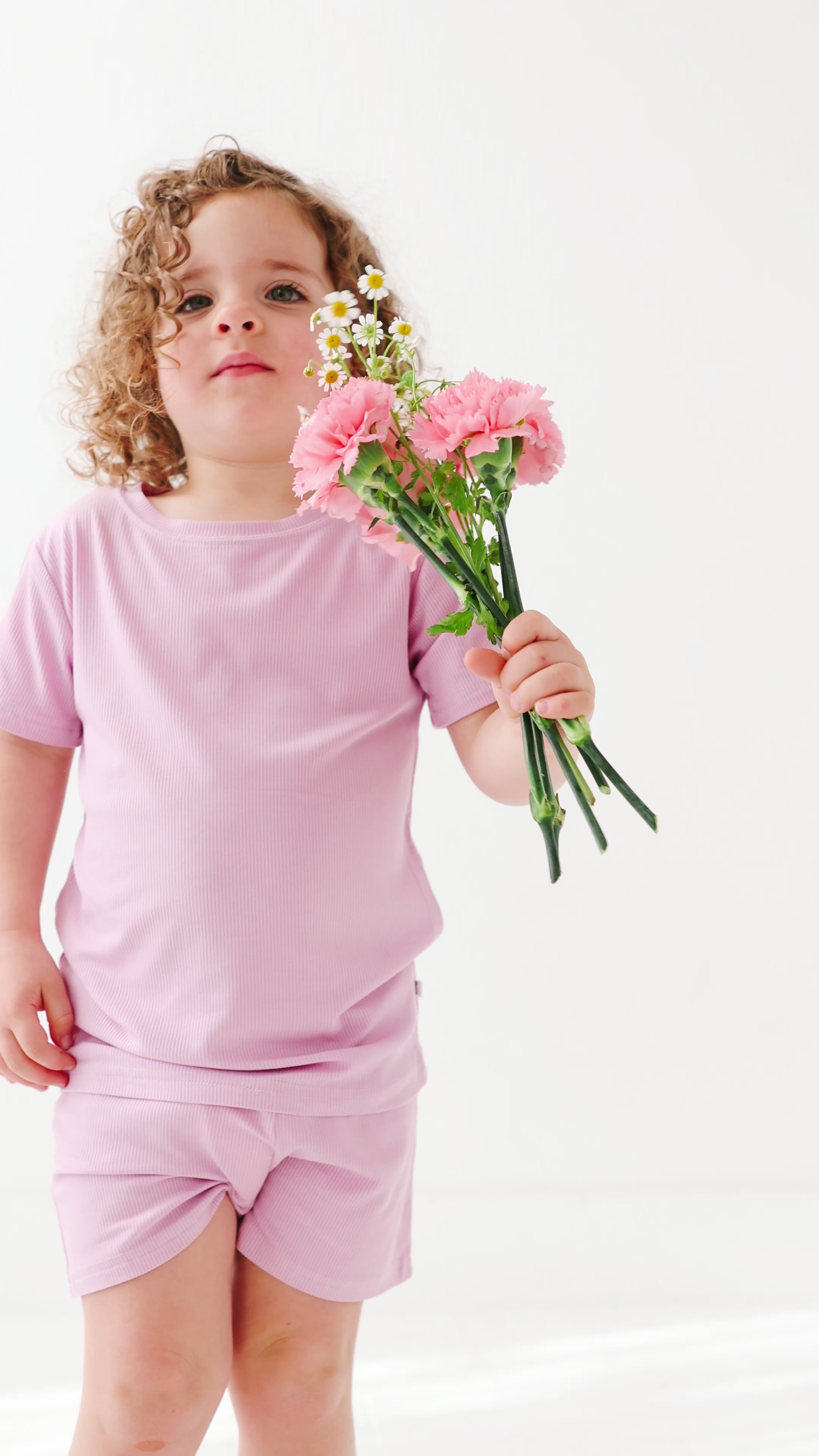 Lilac Mist Small Ribbed Shorts Two-Piece Set