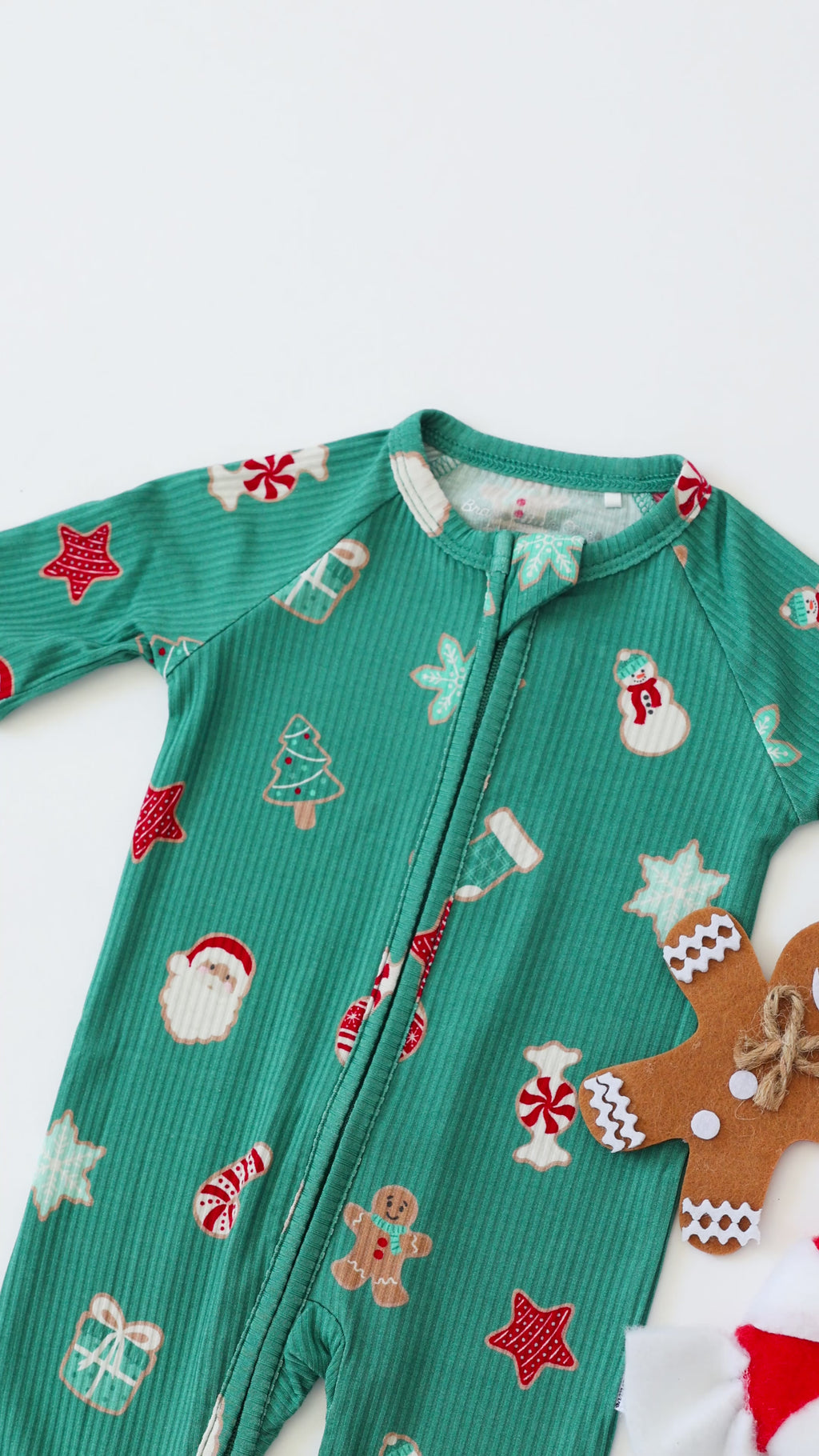 Sugar Cookies Frosted Teal Small Ribbed Zip Romper