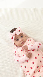 Strawberries Small Ribbed Bow