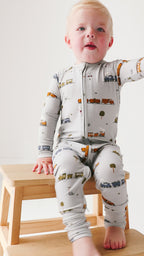 Trains Small Ribbed Zip Romper