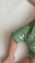 Soccer Small Ribbed Summer Zip Romper