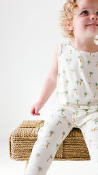 Island Palm Trees Small Ribbed Harem Romper