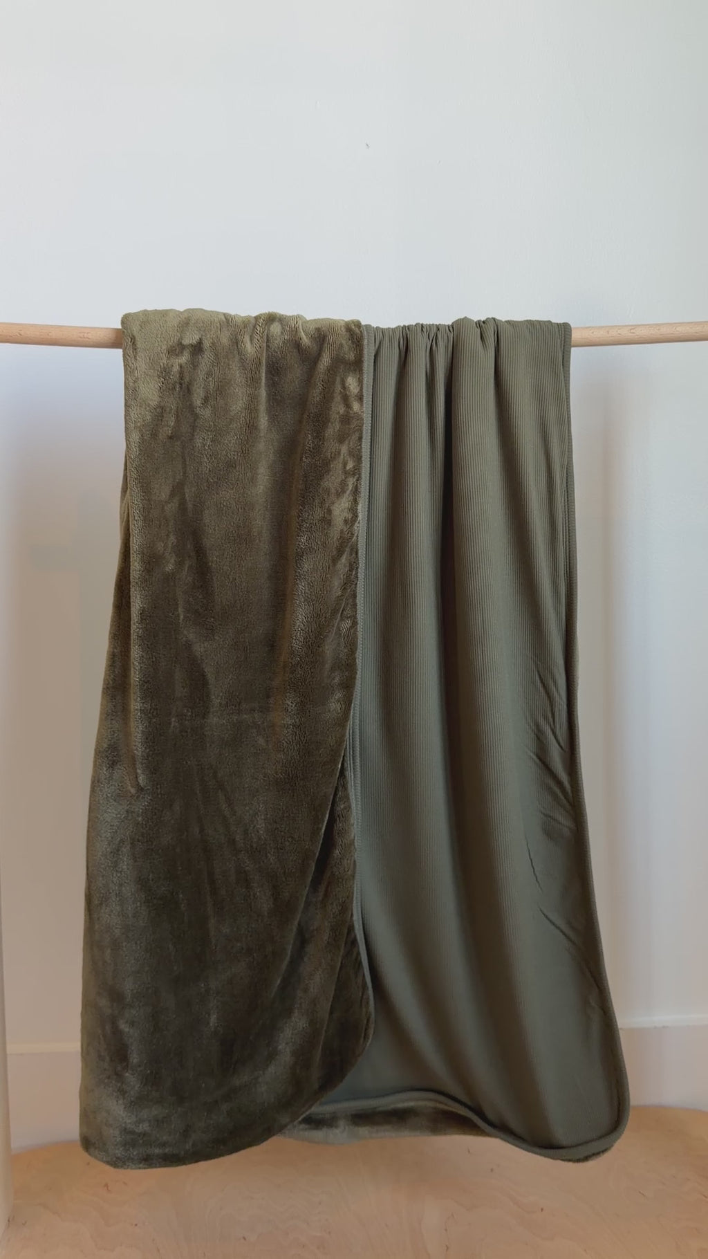 Olive Small Ribbed Adult Blanket