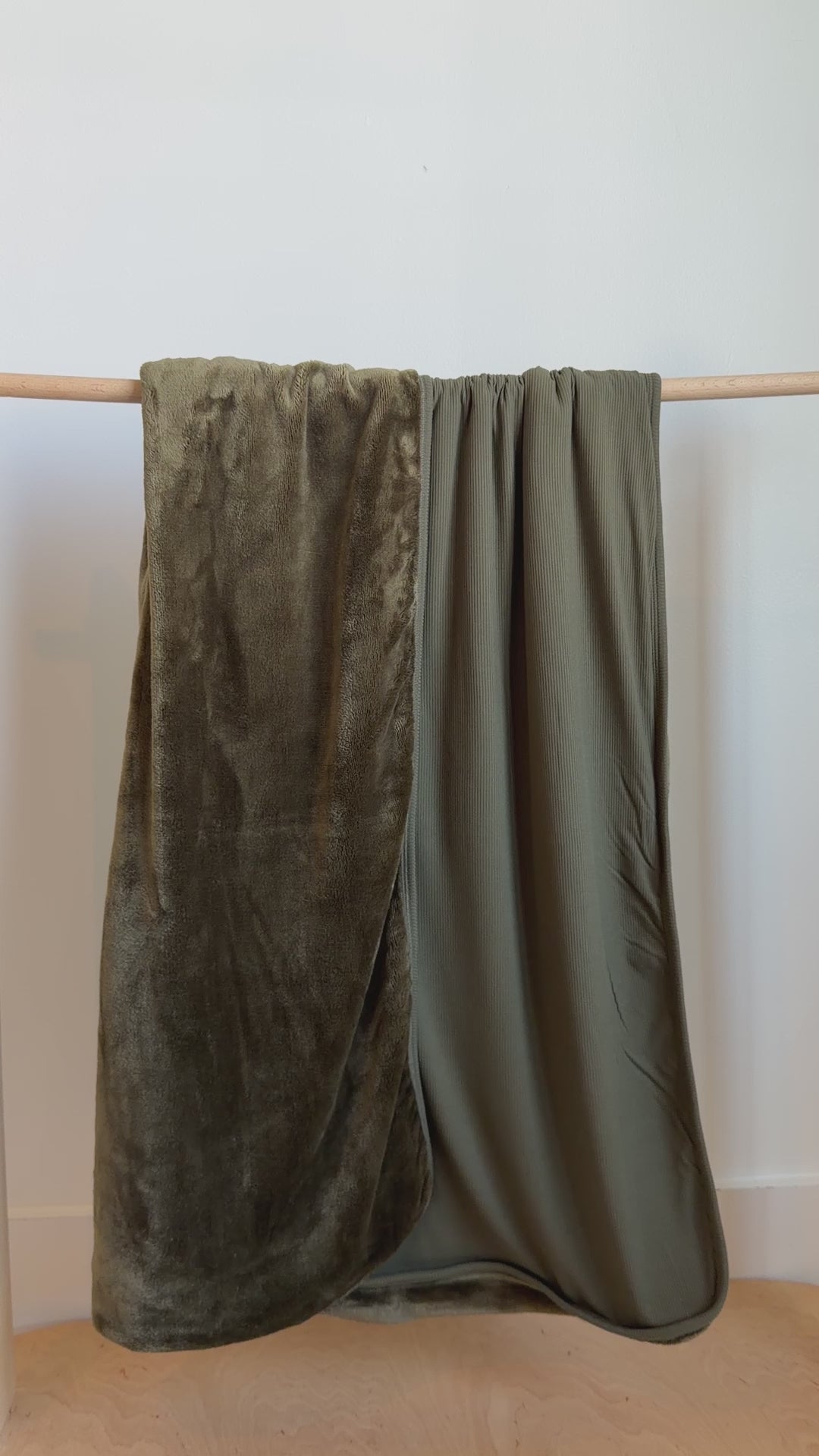 Olive Small Ribbed Adult Blanket