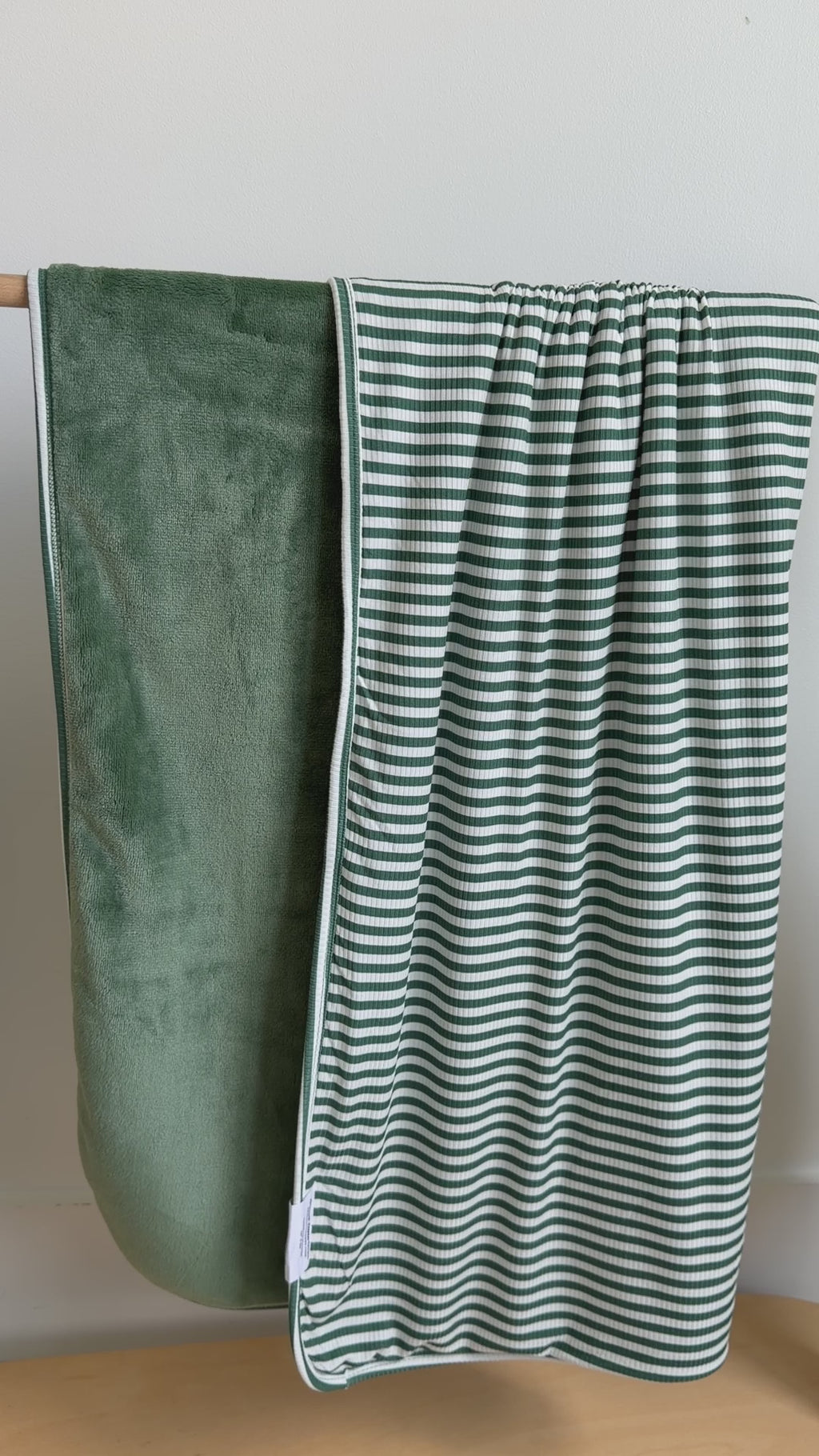 Eucalyptus Green Stripe Small Ribbed Toddler Blanket