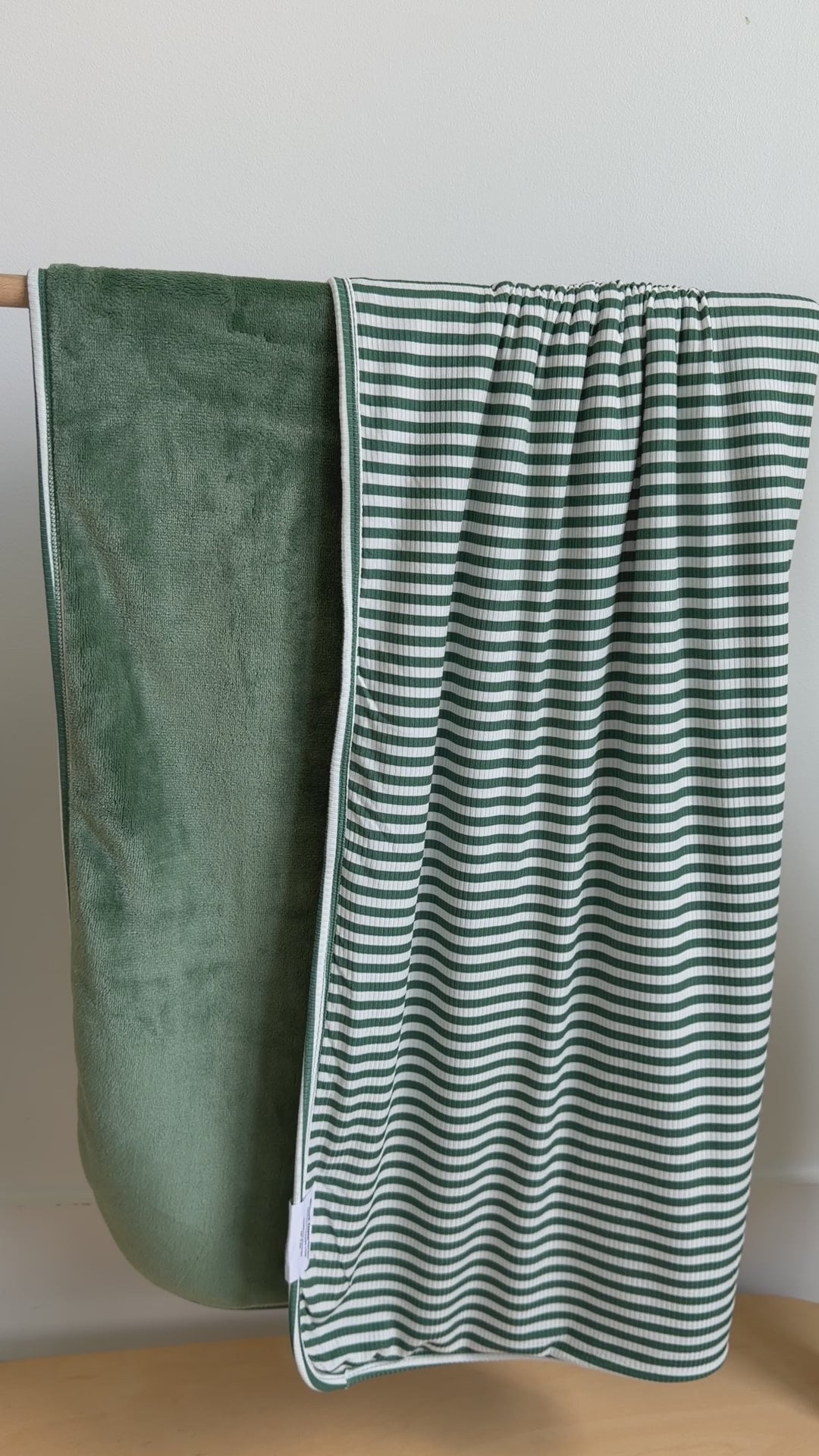 Eucalyptus Green Stripe Small Ribbed Toddler Blanket