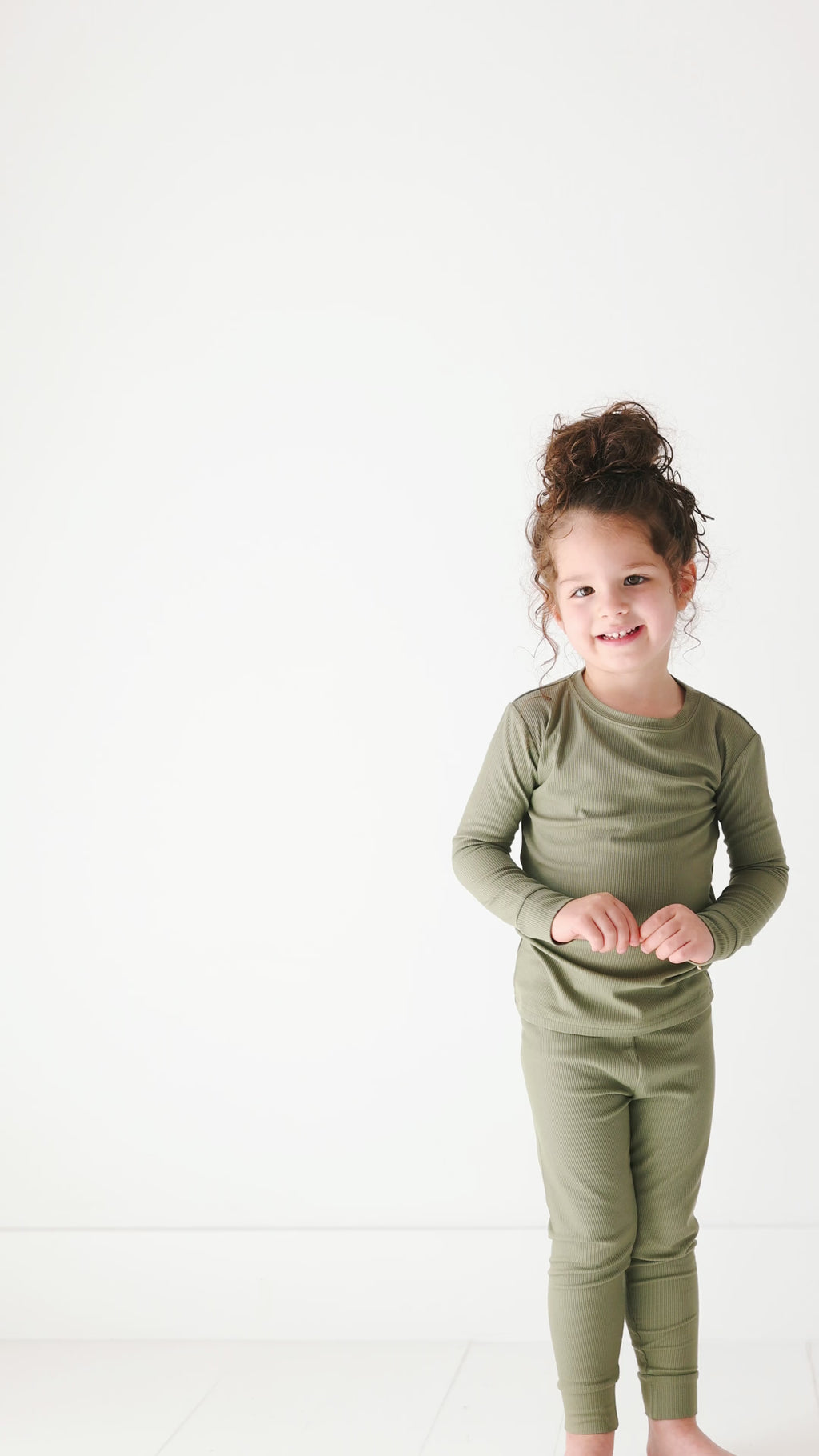 Olive Small Ribbed Two-Piece Set