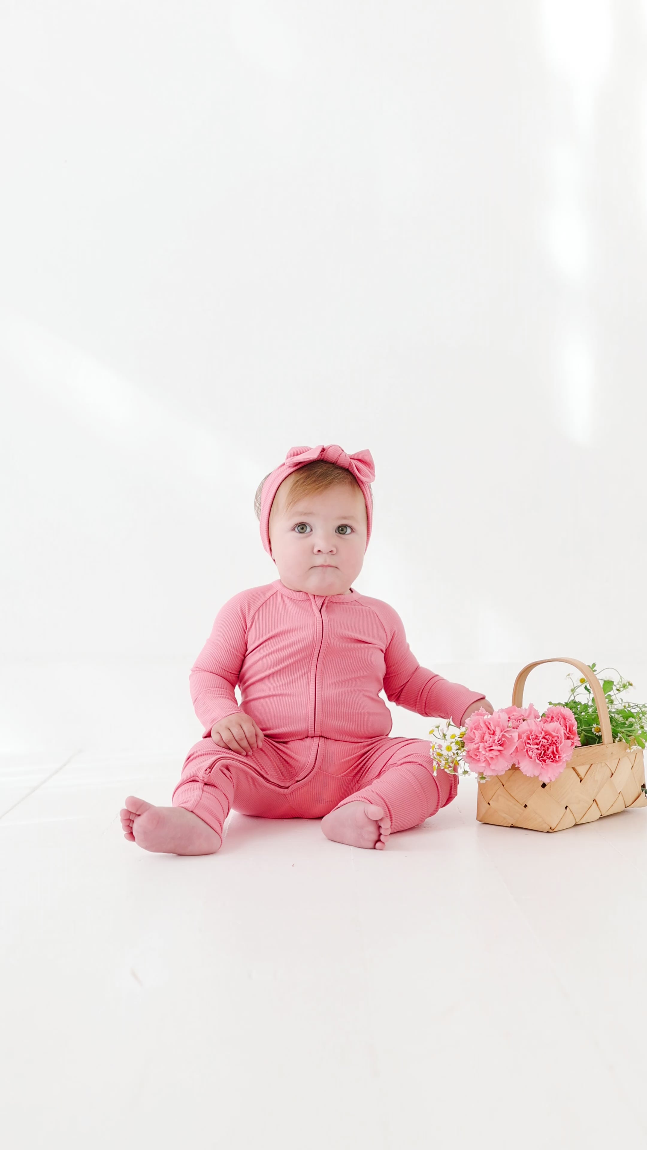 Peony Pink Small Ribbed Zip Romper