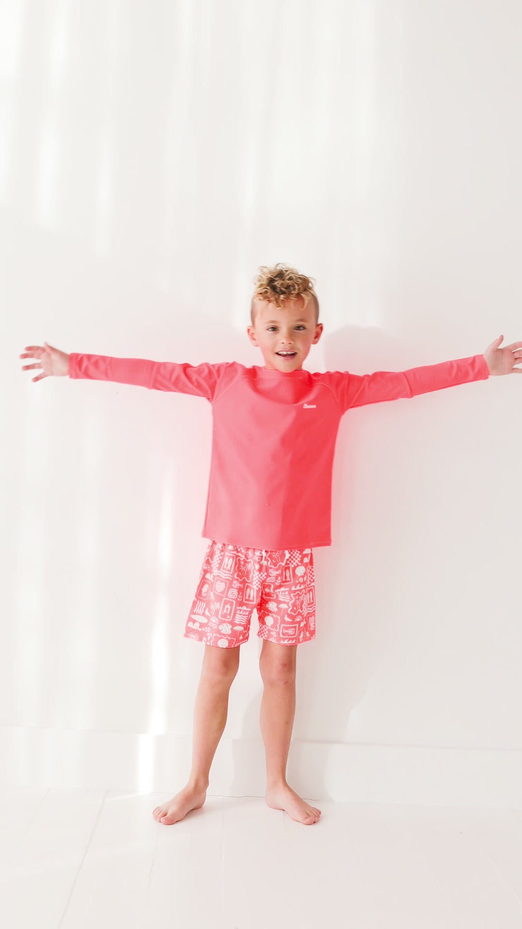 Neon Coral Rash Guard