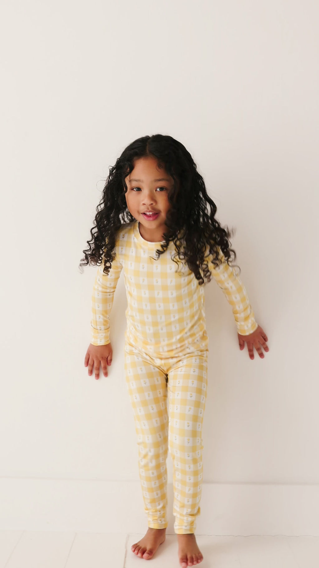 Yellow Gingham Tulip Two-Piece Set