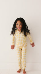Yellow Gingham Tulip Two-Piece Set