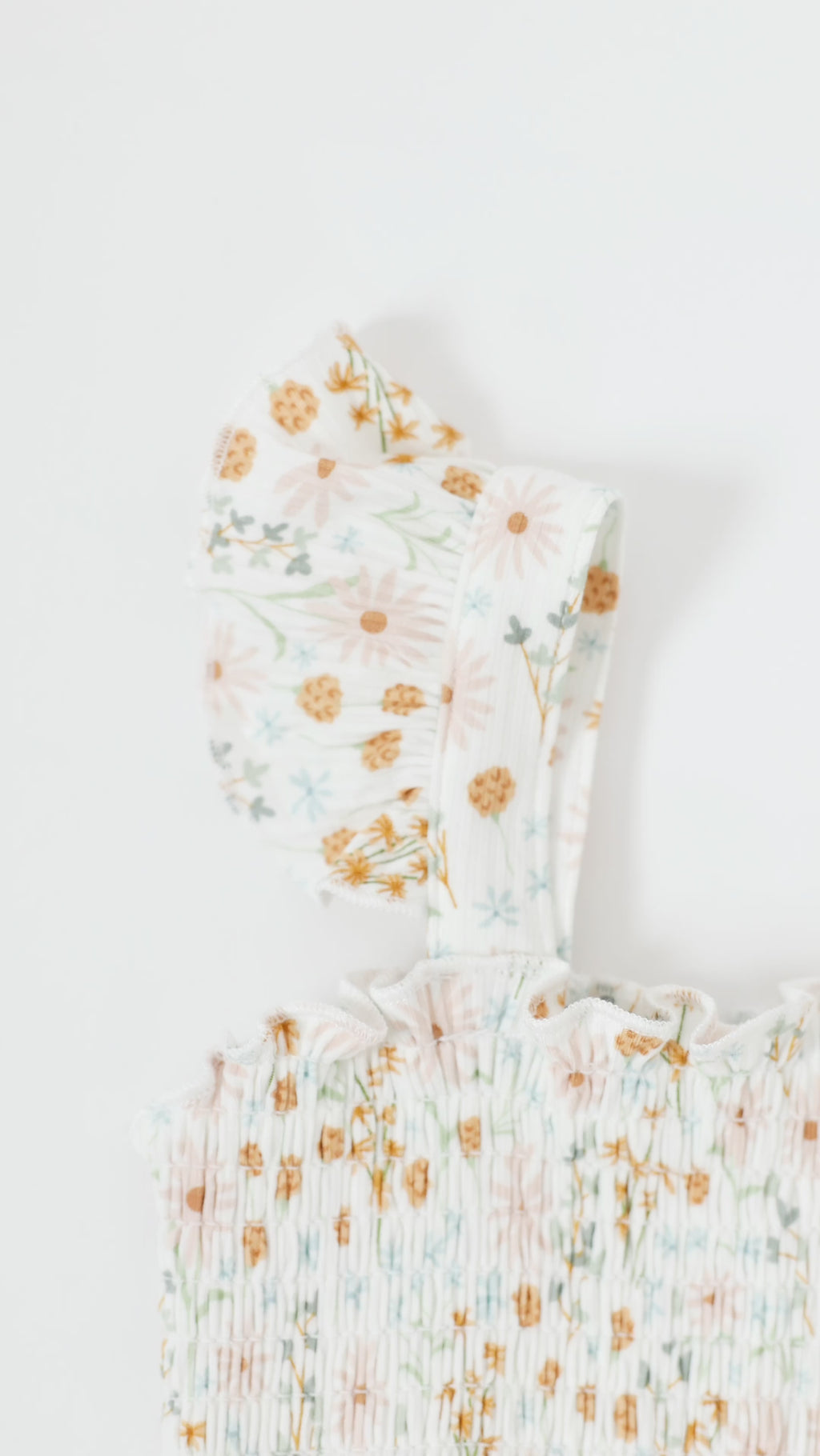 Whimsical Floral Small Ribbed Flutter Sleeve Dress