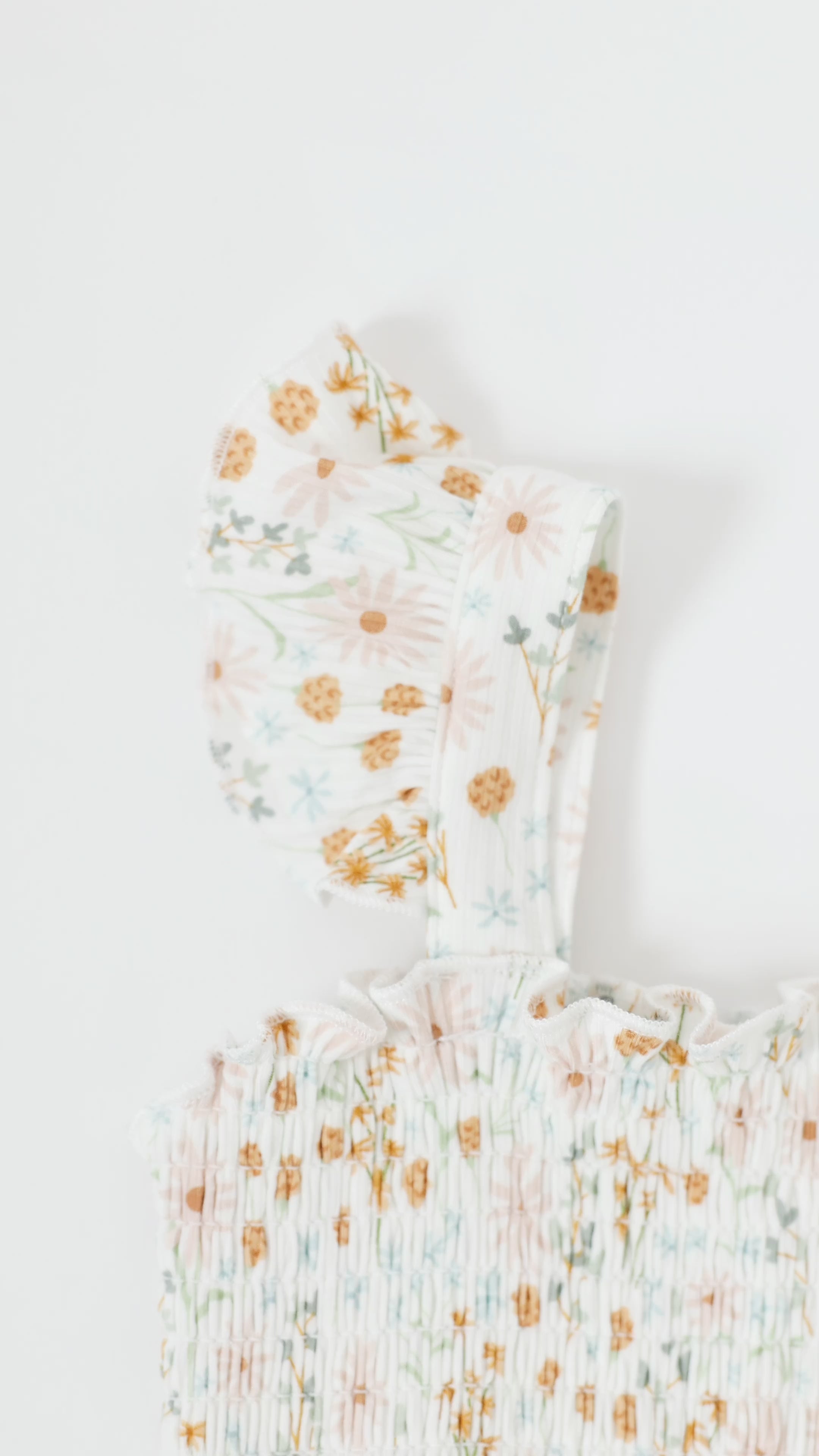 Whimsical Floral Small Ribbed Flutter Sleeve Dress