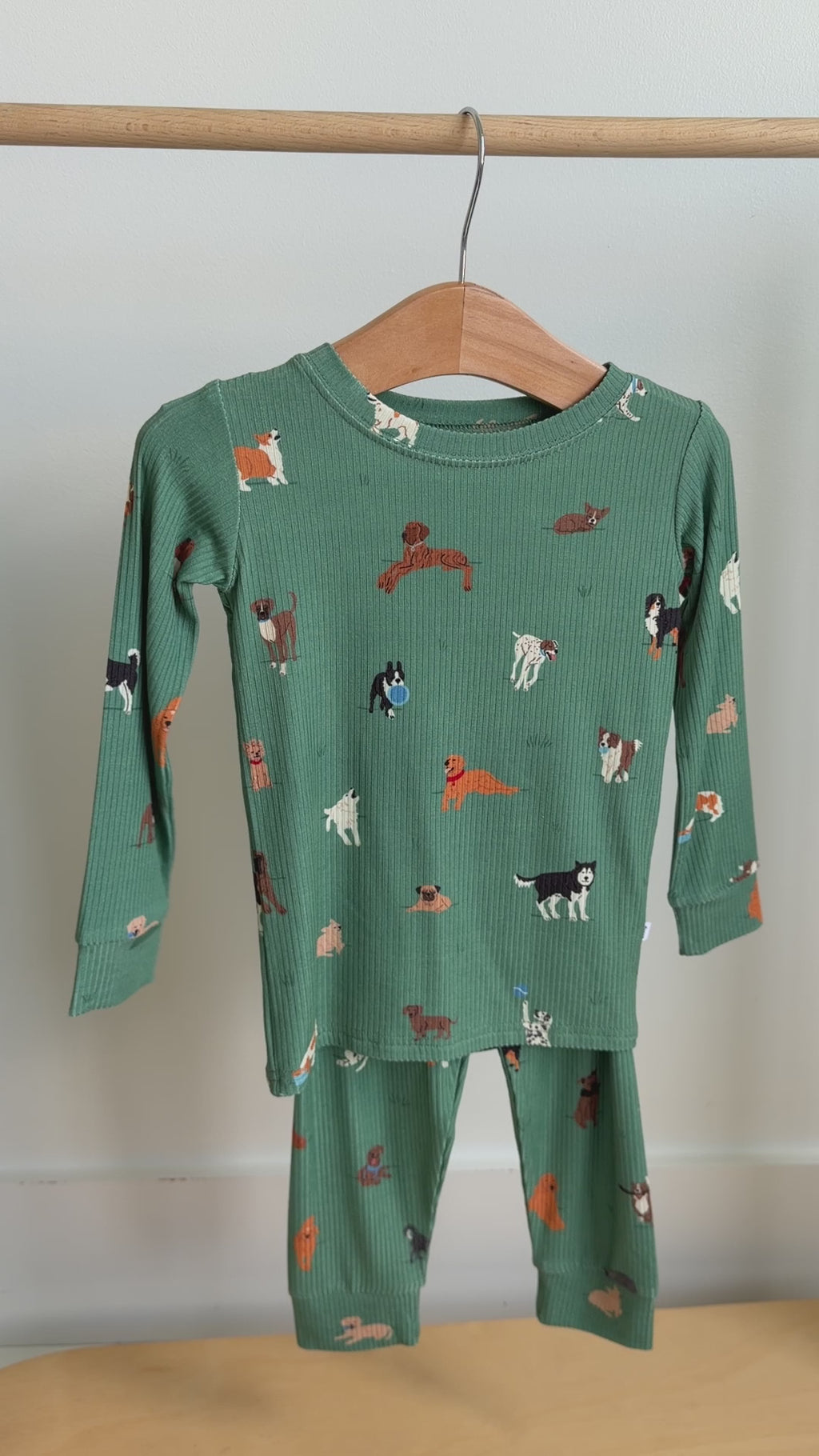 Dogs Green Small Ribbed Two-Piece Set