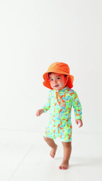 Neon Palm Trees Long Sleeve Rash Guard Boy Shortie