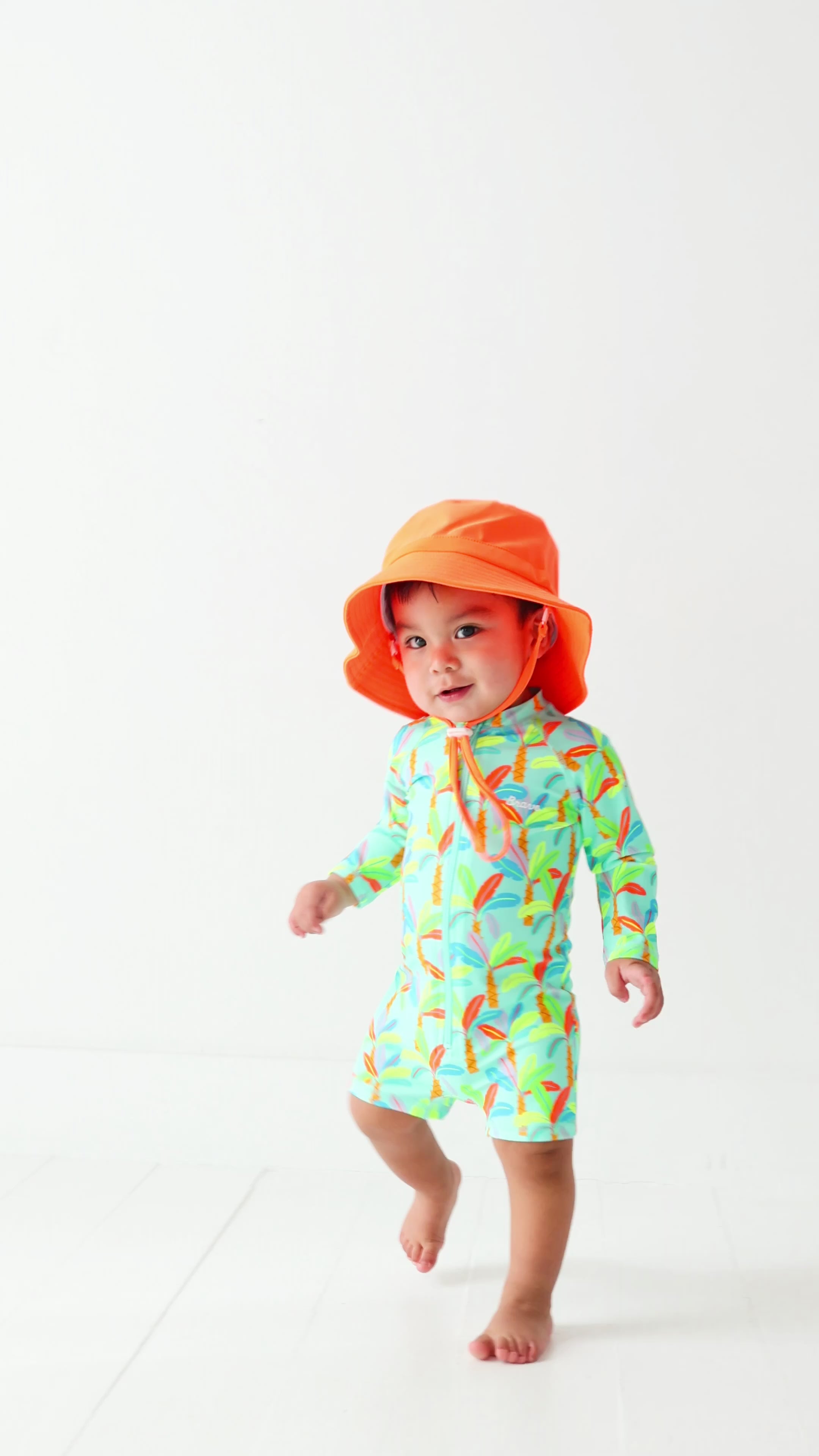 Neon Palm Trees Long Sleeve Rash Guard Boy Shortie