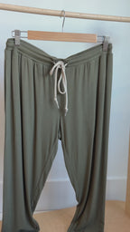 Olive Small Ribbed Women's Matching Set