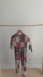 Patchwork Small Ribbed Zip Romper