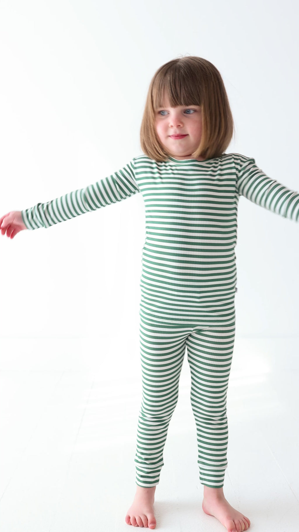 Eucalyptus Green Stripe Small Ribbed Two-Piece Set
