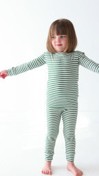 Eucalyptus Green Stripe Small Ribbed Two-Piece Set
