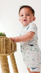 Under The Sea Small Ribbed Summer Zip Romper