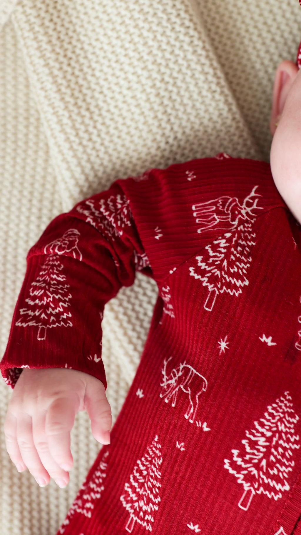 Reindeer & Santa Sleigh Small Ribbed Zip Romper