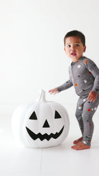 Halloween Boo Crew Small Ribbed Zip Romper