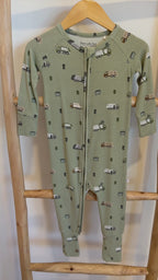 Trash Trucks Small Ribbed Zip Romper