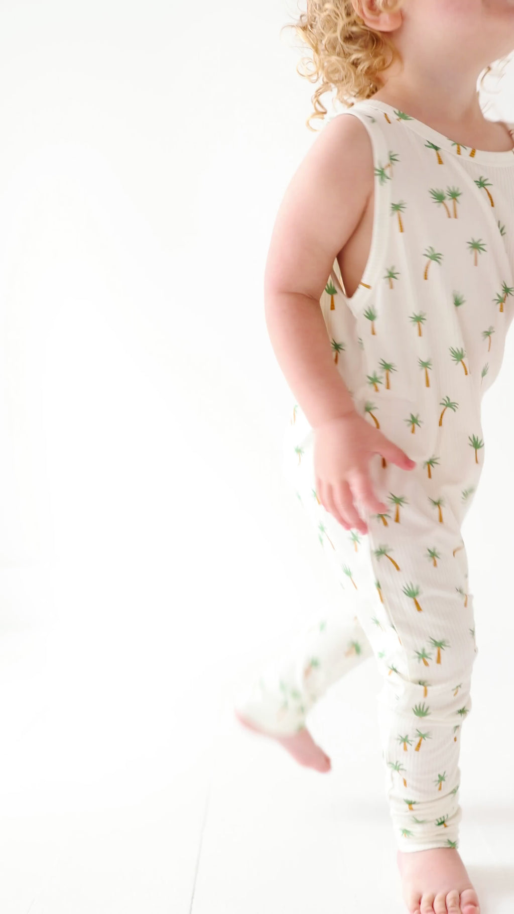 Island Palm Trees Small Ribbed Harem Romper