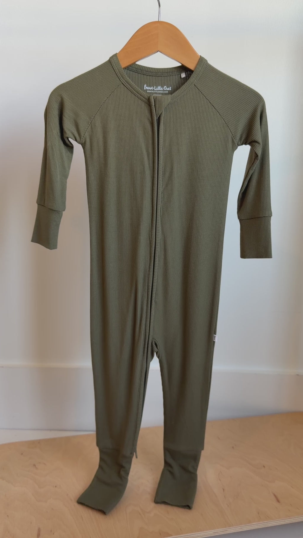 Olive Small Ribbed Zip Romper