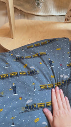 Christmas Trains Small Ribbed Youth Blanket