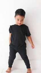 Jet Black Bamboo French Terry Joggers