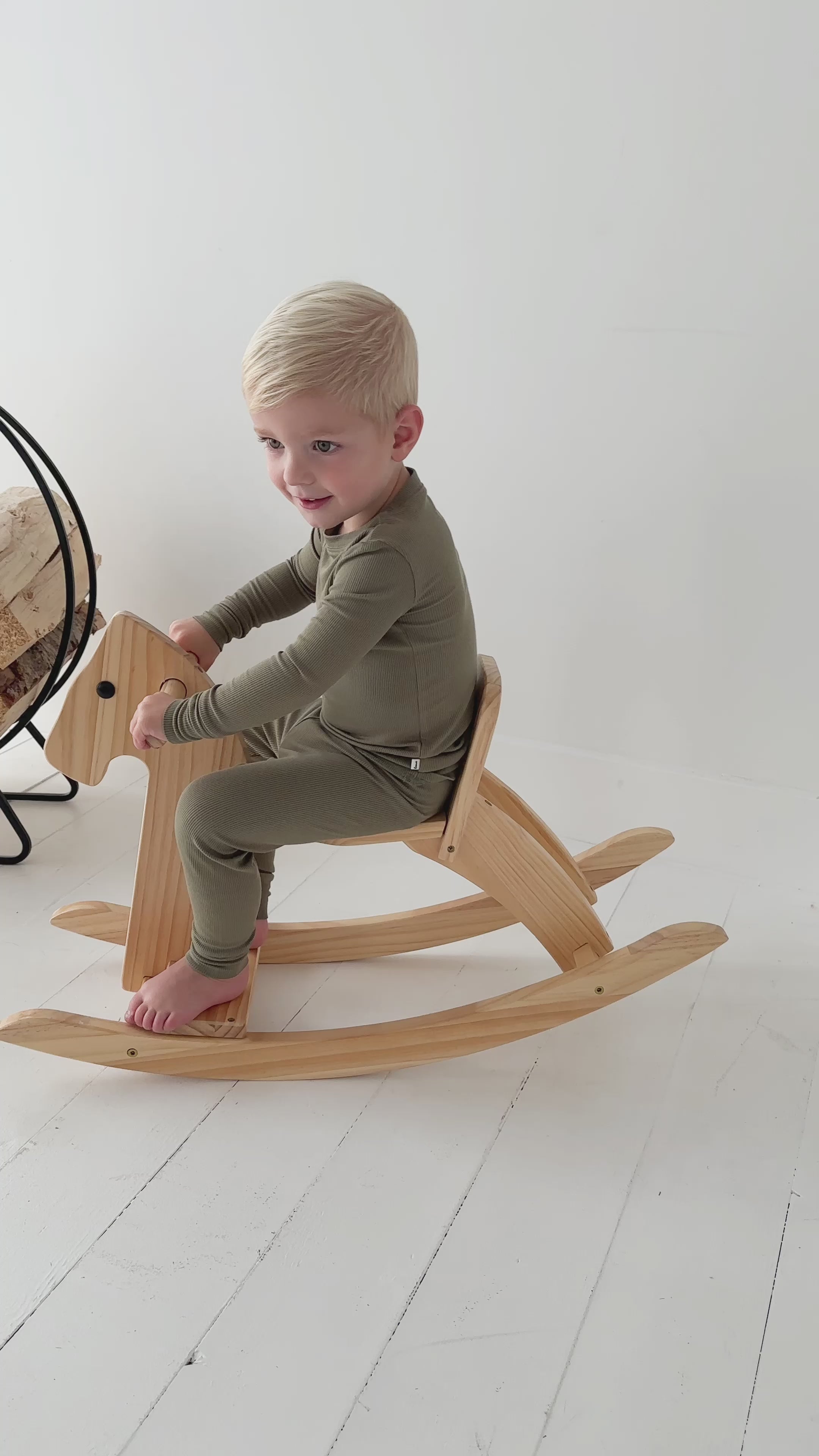 Olive Small Ribbed Two-Piece Set