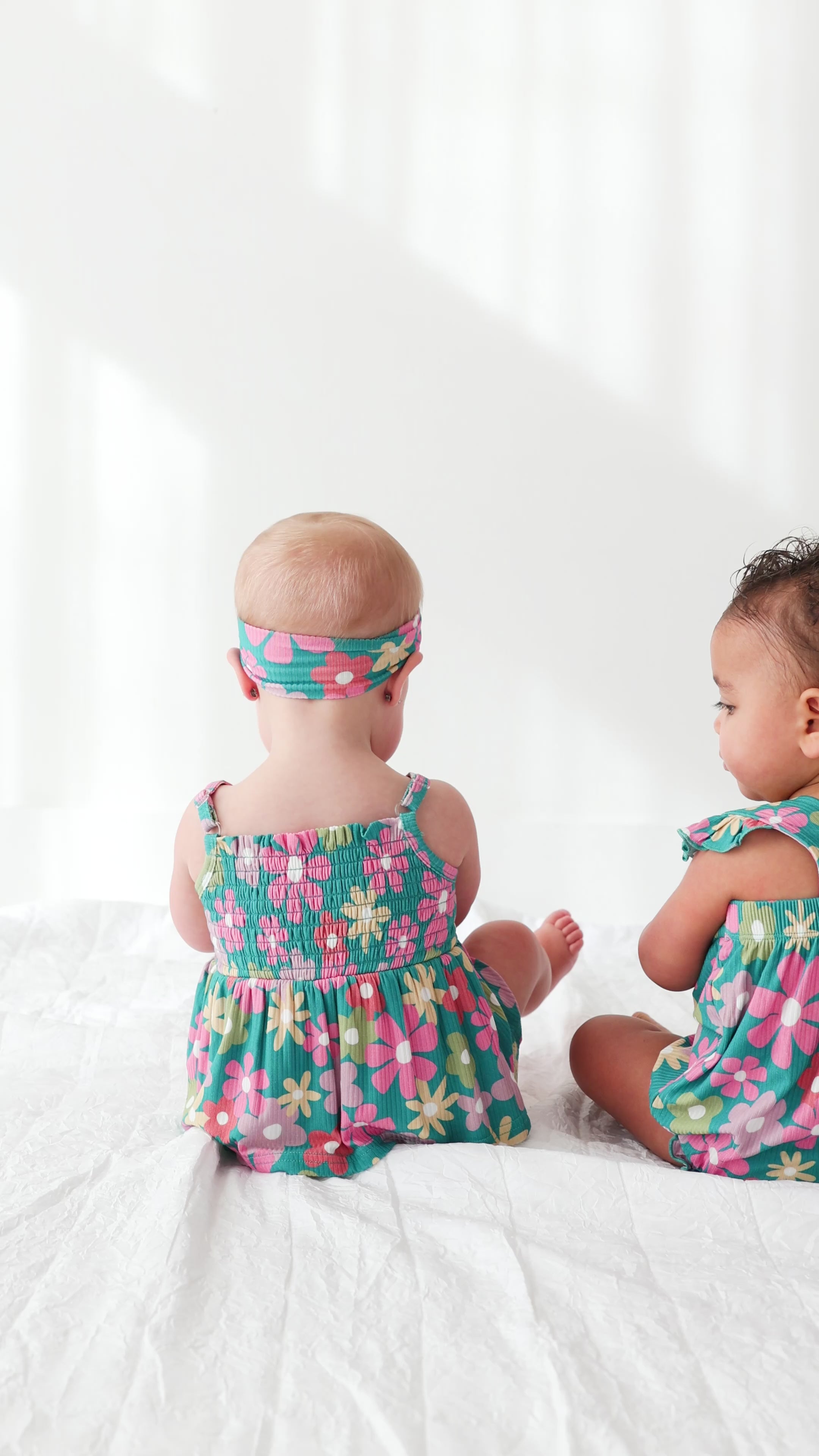 Retro Daisies Small Ribbed Ruffle Romper