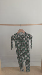 Checkered Christmas Trees Small Ribbed Zip Romper