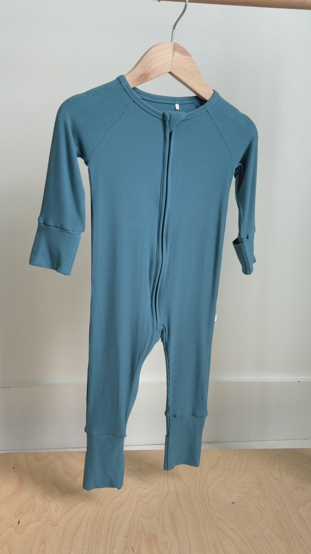 Midnight Teal Small Ribbed Zip Romper