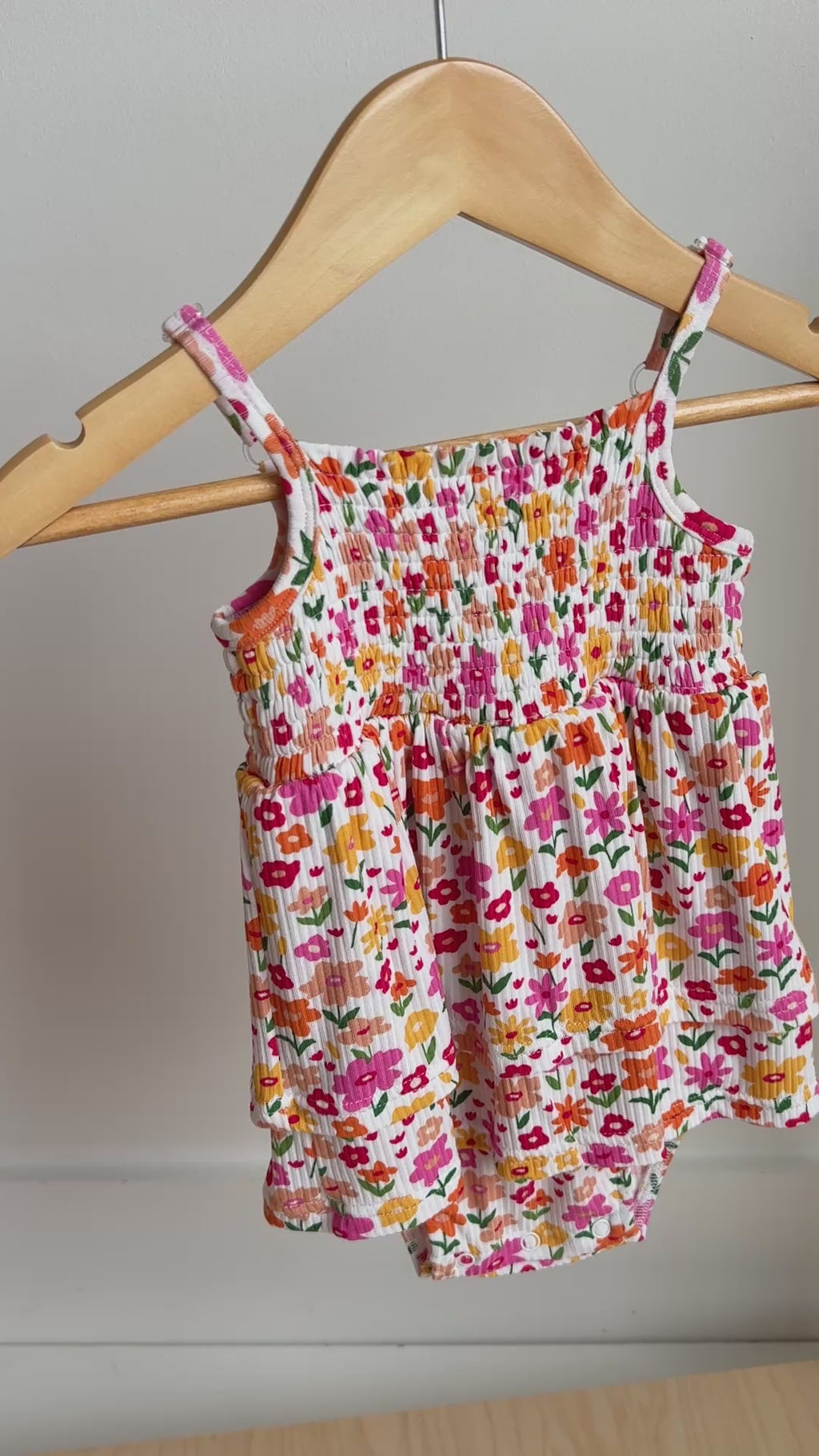 Summer Blooms Small Ribbed Ruffle Romper