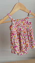 Summer Blooms Small Ribbed Ruffle Romper