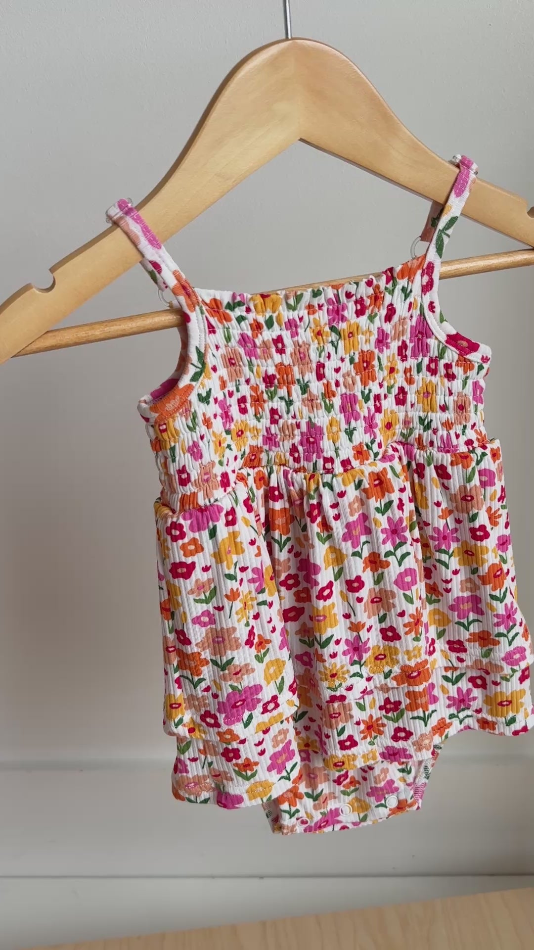 Summer Blooms Small Ribbed Ruffle Romper