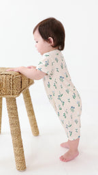 Morning Meadow Small Ribbed Summer Zip Romper