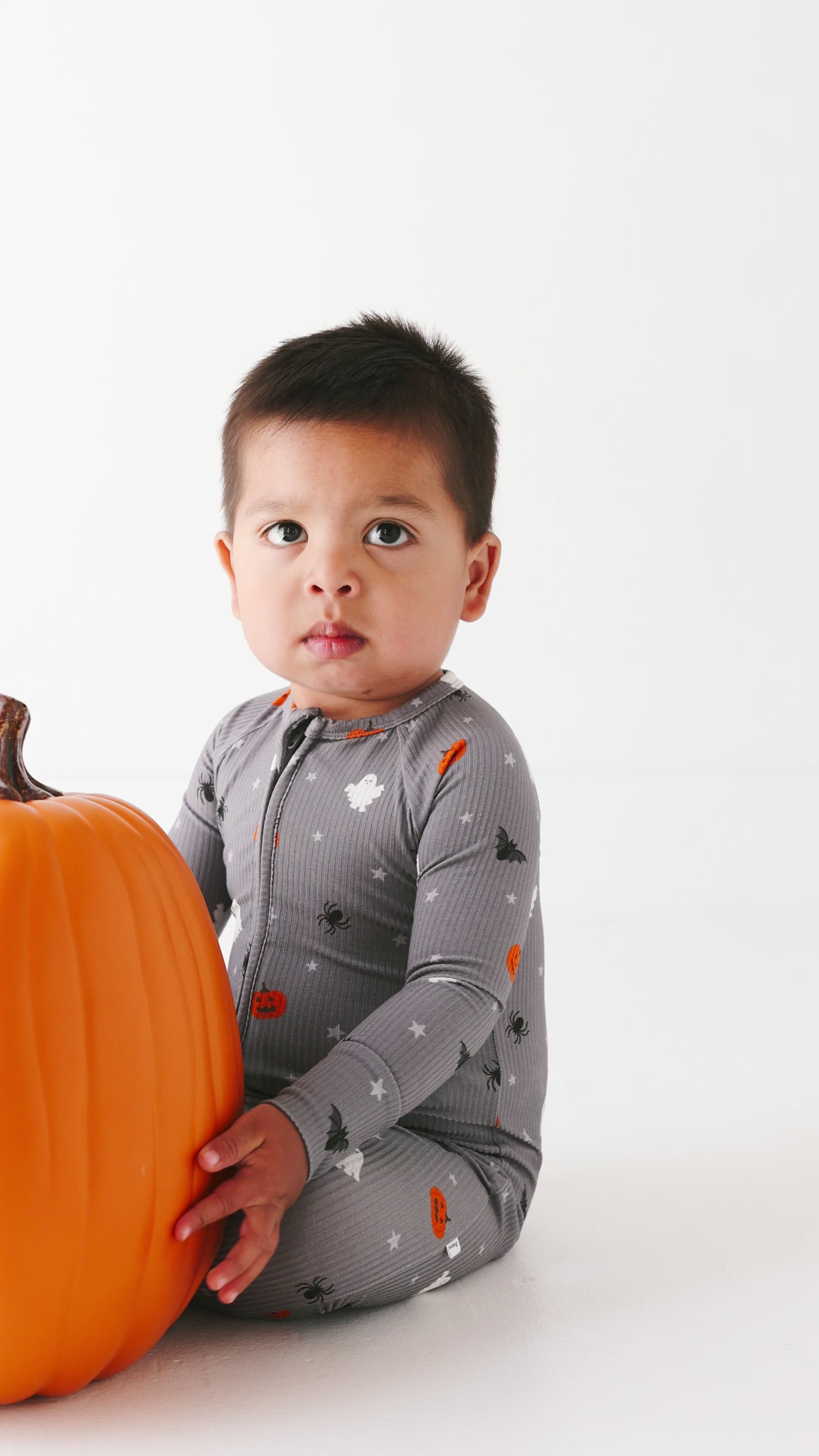 Halloween Boo Crew Small Ribbed Zip Romper