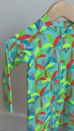 Neon Palm Trees Long Sleeve Rash Guard Boy Shortie