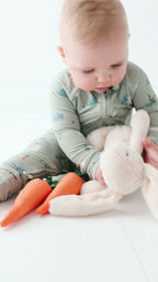 Sage Bunnies Small Ribbed Zip Romper