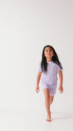 Lilac Daisies Small Ribbed Shorts Two-Piece Set