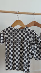 Checkered Lightning Bolt Small Ribbed Shorts Two-Piece Set