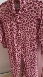 Mauve Floral Small Ribbed Zip Romper